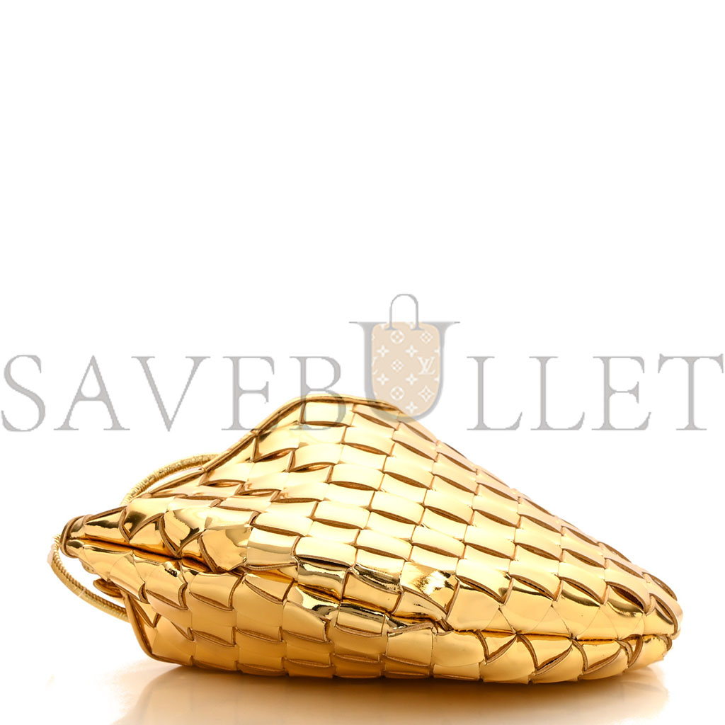 bo*te*ga Ve*ne*ta mirror laminated nappa intrecciato mini sardine bag gold (20*14*3cm)